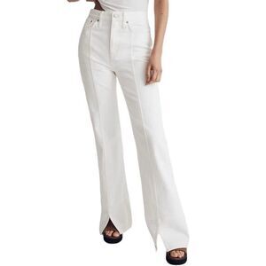 NWT Madewell Baggy Flare Jeans Front Slit Edition High Rise White Sz 31